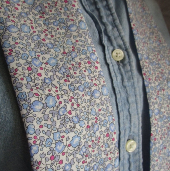 Liberty of London Art Fabric Skinny Scarf Eloise Micro Floral Blue Cottagecore - Picture 5 of 10